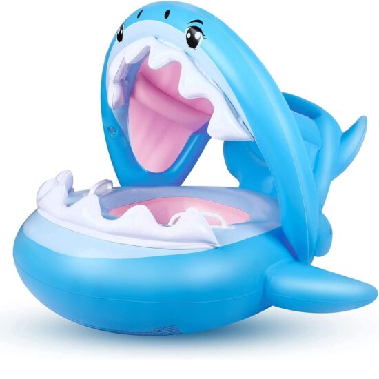 Colac Chilotel cu Parasolar Delfin gonflabil bebe Colac gonflabil copii cu chilotel si parasolar Rechinul