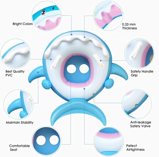 Colac Chilotel cu Parasolar Rechin gonflabil bebe