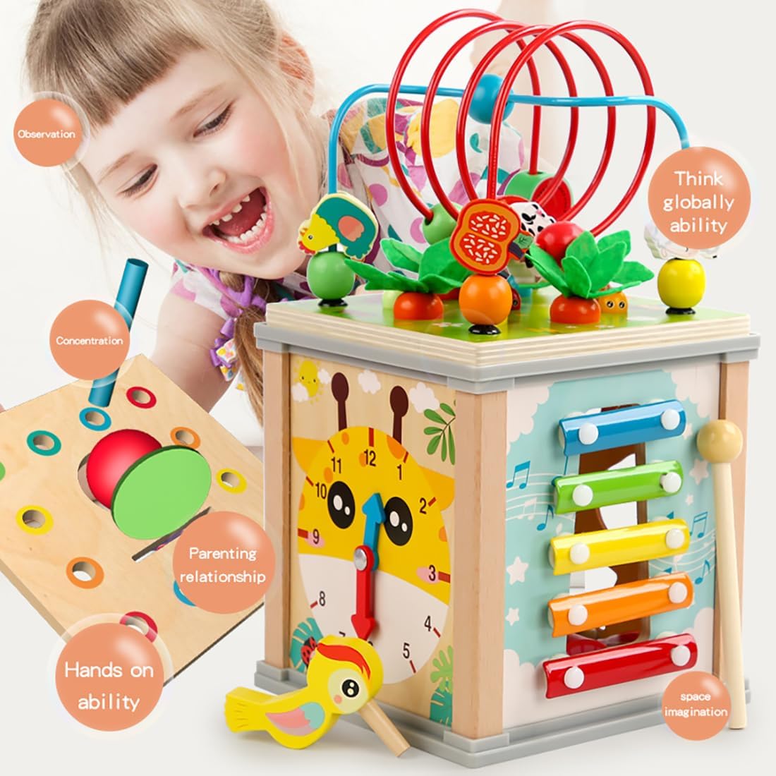 Cub Montessori 10in1 Activitati Pescuit Xilofon Sortare Joc logic