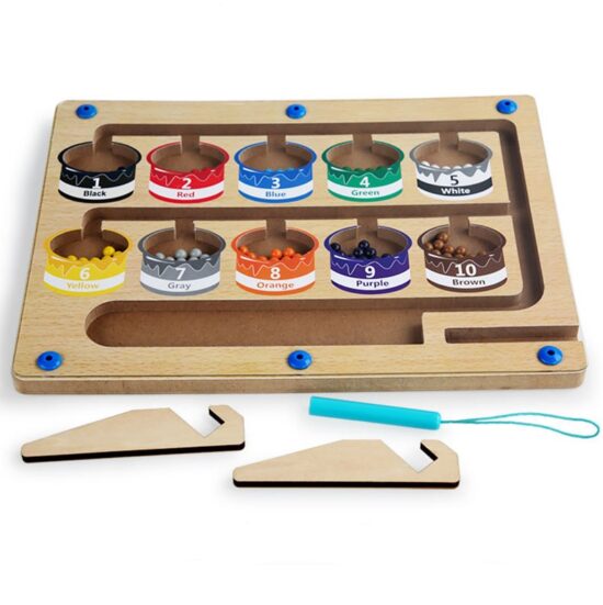 Labirint Magnetic din lemn Sortare culori si Invatare numere
