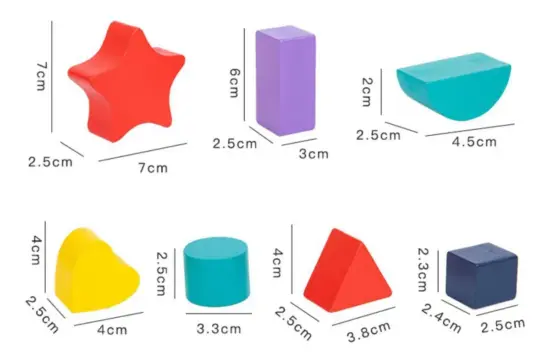 Joc Piramida cu Animale si Forme geometrice Set 8 Cuburi Turn