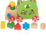 Jucarie lemn de tras Ratusca cu forme geometrice