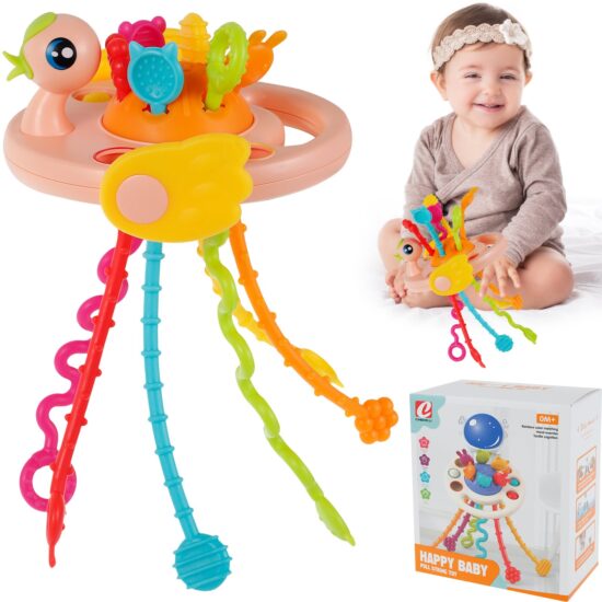 Jucarie senzoriala pentru copii cu corzi de tragere