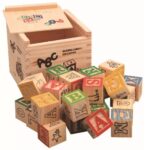 Cuburi din lemn cu litere si cifre ABC