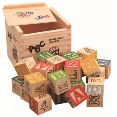 Cuburi din lemn cu litere si cifre ABC