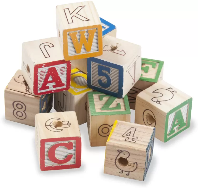 Cuburi din lemn cu litere si cifre ABC