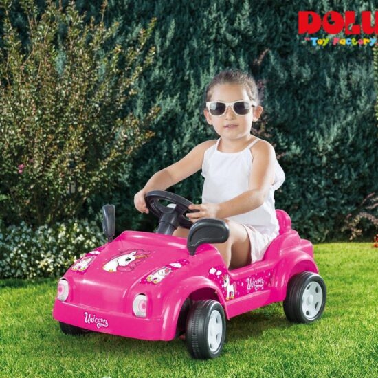 Masina cu Pedale Volan Oglinzi Unicorn Roz Dolu