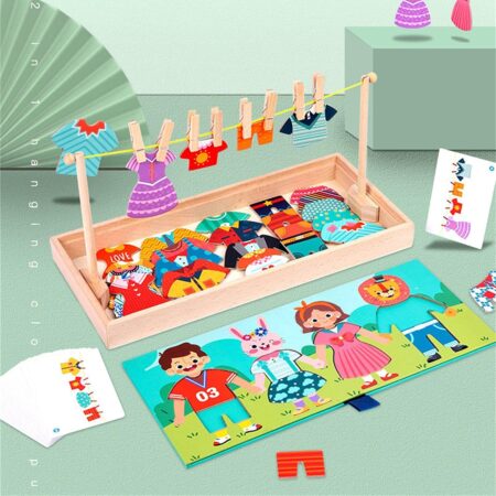 Puzzle Imbraca Familia Invata sa intinzi rufele la uscat