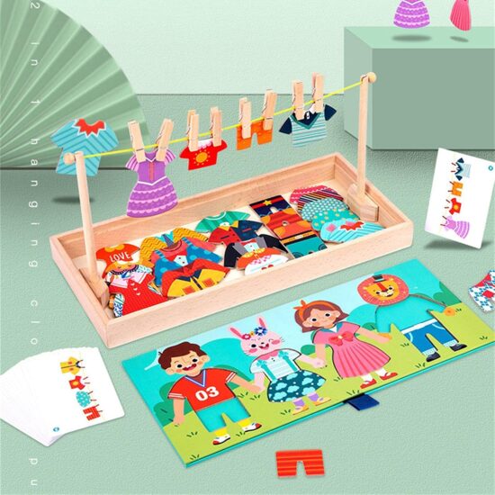 Puzzle Imbraca Familia Invata sa intinzi rufele la uscat