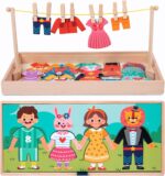 Puzzle imbraca familia si intinde rufele la uscat Joc educativ din lemn