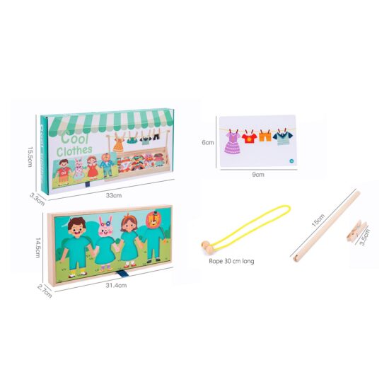 Puzzle imbraca familia si intinde rufele la uscat Joc educativ din lemn