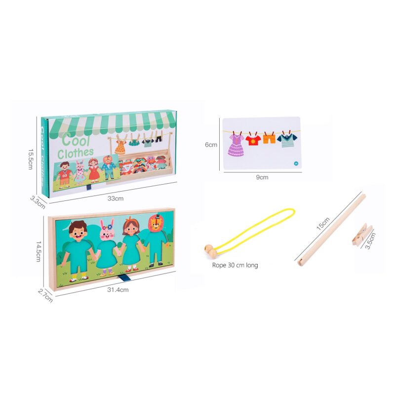 Puzzle imbraca familia si intinde rufele la uscat Joc educativ din lemn
