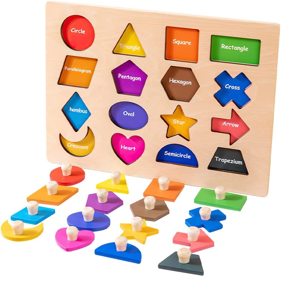 Incastru Montessori puzzle lemn forme geometrice
