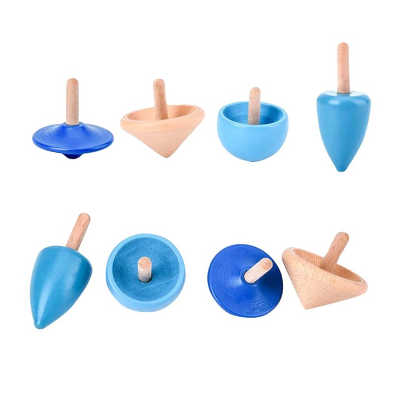 Set 4 jucarii Spinner sub forma de titirezi din lemn