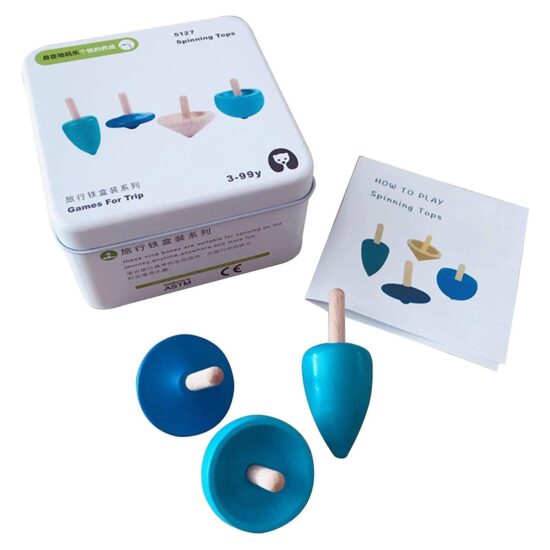 Set 4 jucarii Spinner sub forma de titirezi din lemn