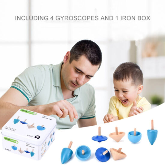 Set 4 jucarii Spinner sub forma de titirezi din lemn