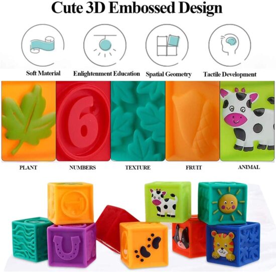 Set 9 cuburi moi din silicon pentru bebelusi