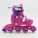 Set Role reglabile Fucsia 4 roti Cotiere Casca protectie