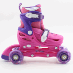 Set Role reglabile Fucsia 4 roti Cotiere Casca protectie