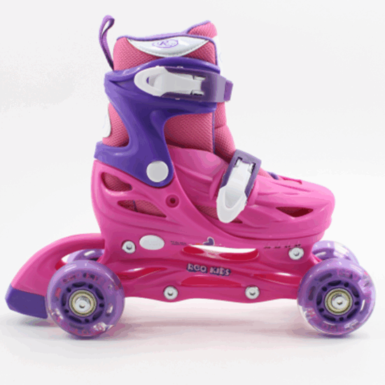 Set Role reglabile Fucsia 4 roti Cotiere Casca protectie