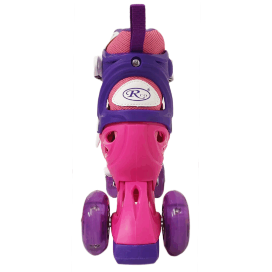 Set Role reglabile Fucsia 4 roti Cotiere Casca protectie