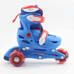 Set Role reglabile copii albastru 4 roti luminoase Casca