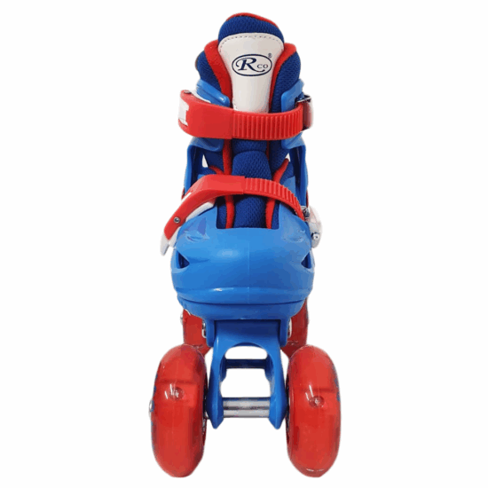 Set Role reglabile copii albastru 4 roti luminoase Casca