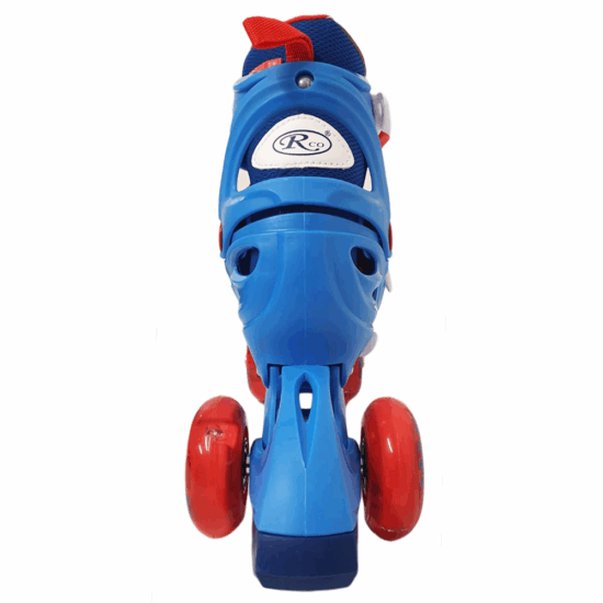 Set Role reglabile copii albastru 4 roti luminoase Casca