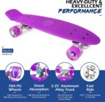Penny Board cu roti din silicon cu lumini Mov