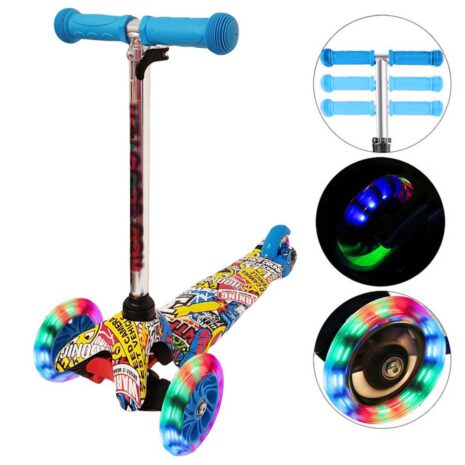 Trotineta Albastru 3 Roti Luminoase din silicon copii