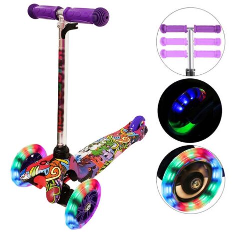 Trotineta Mov 3 Roti Luminoase din silicon pentru copii
