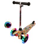 Trotineta Negru 3 Roti luminoase din silicon pentru copii