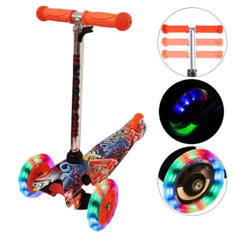 Trotineta Portacaliu 3 Roti Luminoase din silicon copii tricicleta