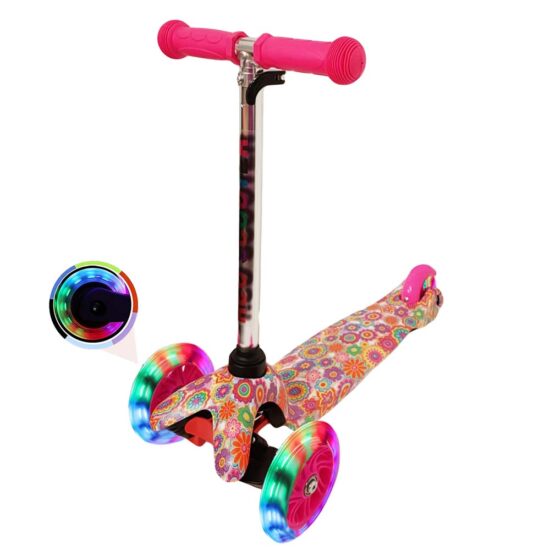 Trotineta Roz 3 Roti Luminoase din silicon pentru copii