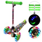 Trotineta Verde 3 Roti Luminoase din silicon copii triciclete
