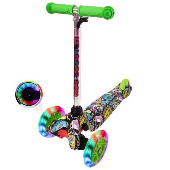 Trotineta Verde 3 Roti Luminoase din silicon copii triciclete