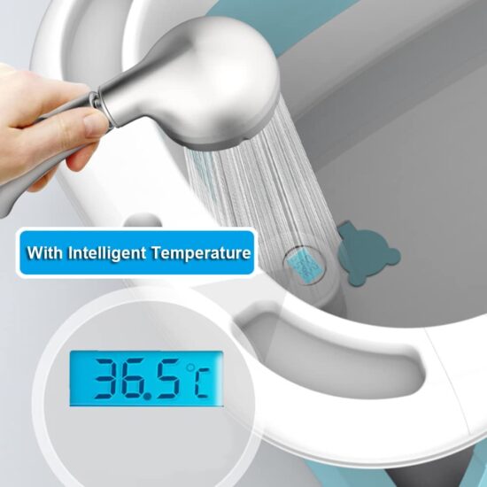 Cadita de baie cu suport din burete si termometru pliabila