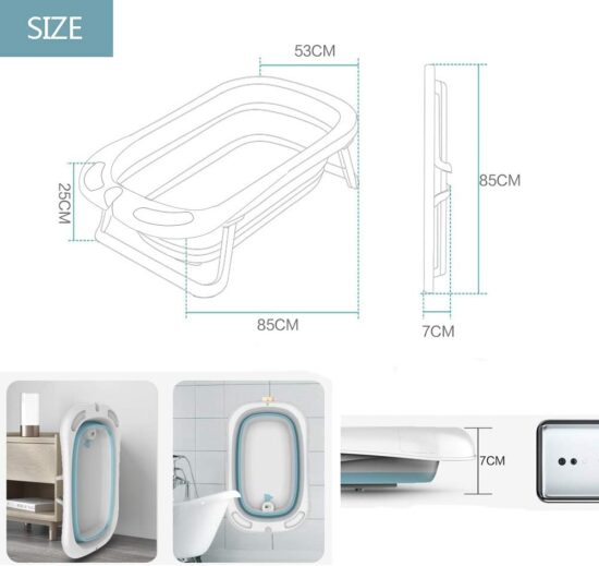 Cadita de baie cu suport din burete si termometru pliabila