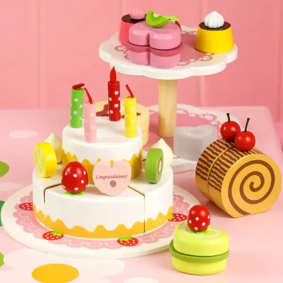 Carucior lemn Tortul muzical Stand cu desert Briose