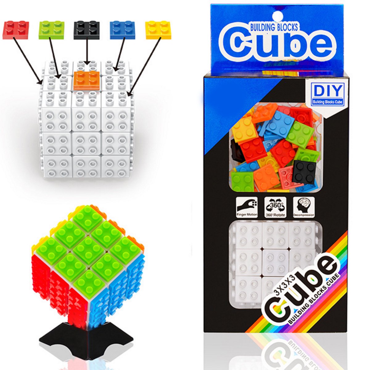 Cub Rubik Cuburi lego Jucarie creativa Puzzle 3x3x3