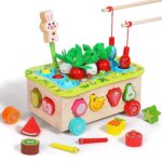 Joc Montessori Puzzle Pescuit Gradina cu morcovi-viermi