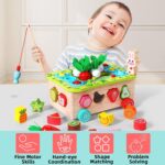 Joc Montessori Puzzle Pescuit Gradina cu morcovi-viermi