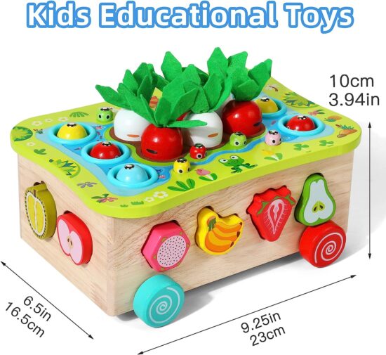 Joc Montessori Puzzle Pescuit Gradina cu morcovi-viermi