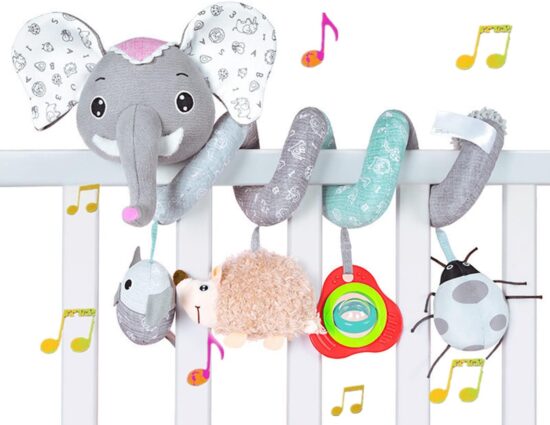 Jucarie zornaitoare si de dentitie pentru patutul bebelusului Elefantul