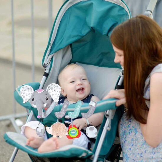 Jucarie zornaitoare si de dentitie pentru patutul bebelusului Elefantul