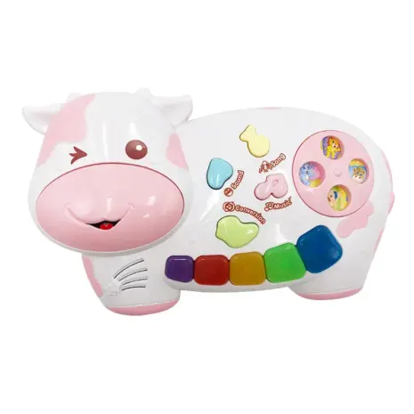 Jucarie muzicala bebe Mini Pianina Vacuta Roz