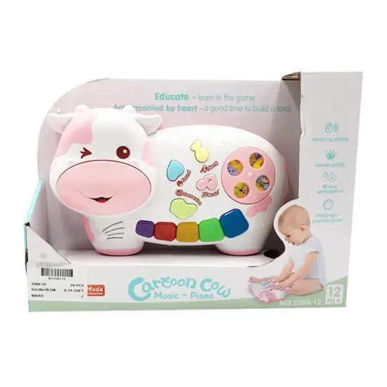 Jucarie muzicala bebe Mini Pianina Vacuta Roz