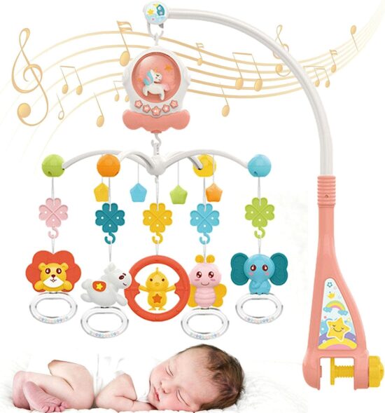 Proiector rotativ bebe Carusel muzical cu zornaitori