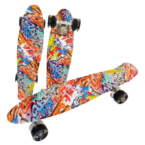 Skateboard Graffiti cu roti din silicon lumini Pennyboard