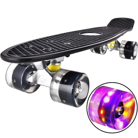 Skateboard Negru copii cu Roti luminoase din silicon